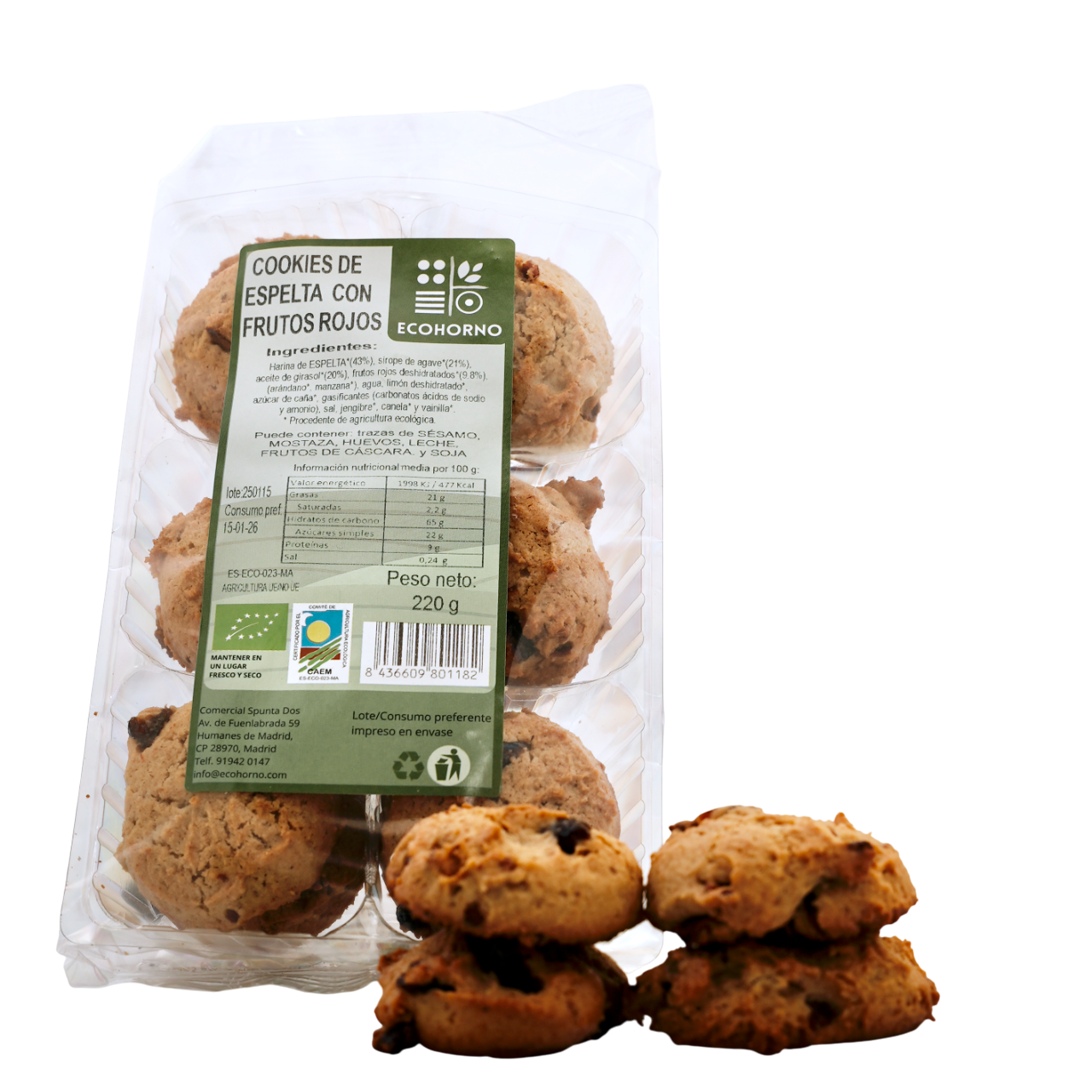 Cookies ecológicas de espelta con frutos rojos 220 g_0