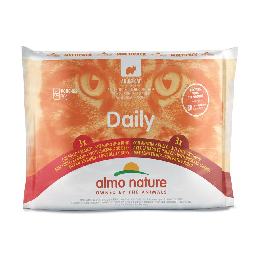10 Multipacks Almo Gato Daily Carne De 6 Sobres De 70gr_0