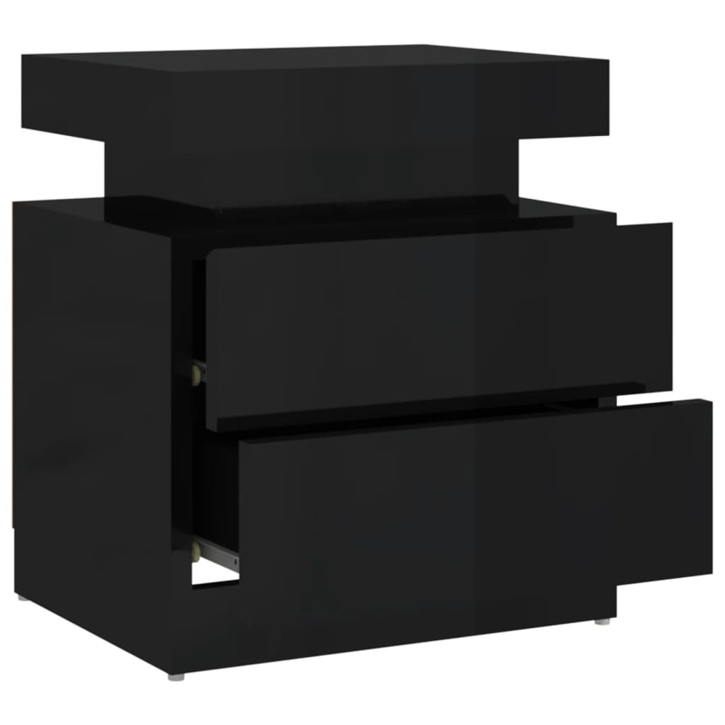 Mesita De Noche Madera De Ingeniería Negro Brillo 45x35x52 Cm_4