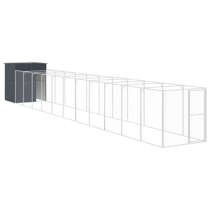 Caseta Perros Con Corral Acero Galvanizado Gris 165x1271x181 Cm_4