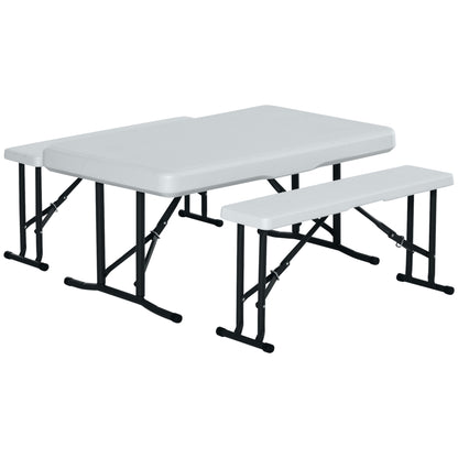 Outsunny Conjunto Mesa Y 2 Bancos Plegables Jardín Camping Picnic 103x63x76 Cm_0
