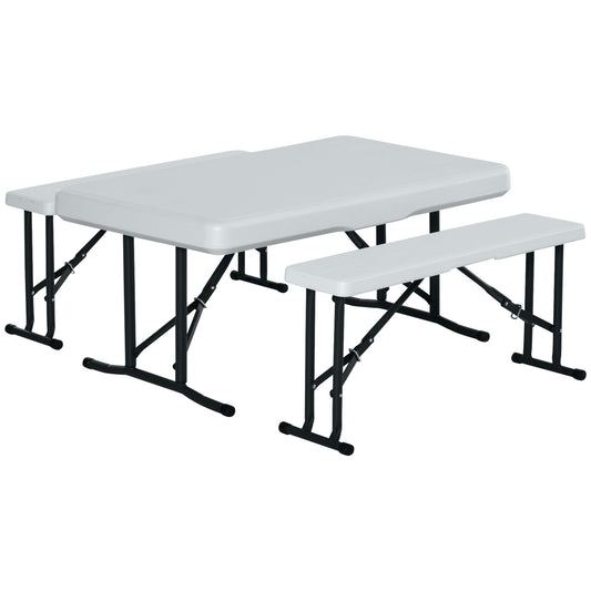 Outsunny Conjunto Mesa Y 2 Bancos Plegables Jardín Camping Picnic 103x63x76 Cm_0