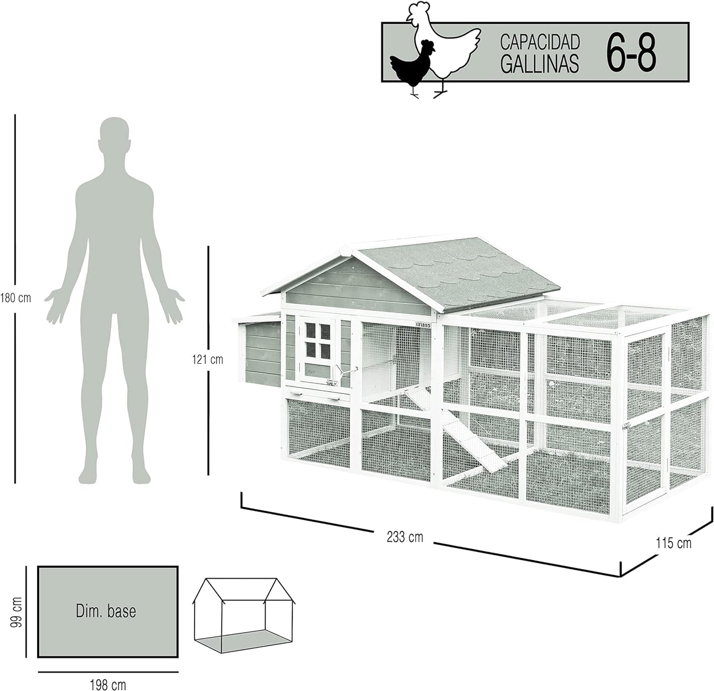 Gallinero Michigan - Capacidad Para 6-8 Gallinas -zona De Refugio En Planta Alta Y Voladero_1