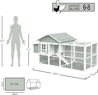 Gallinero Michigan - Capacidad Para 6-8 Gallinas -zona De Refugio En Planta Alta Y Voladero_1