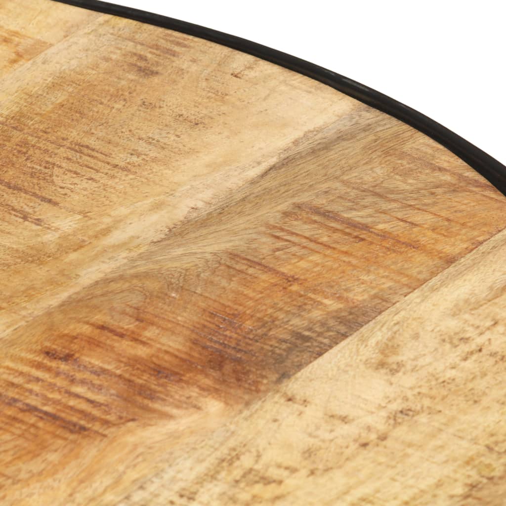 Mesa De Centro Madera Maciza De Mango Rugosa Negra 68x68x36 Cm_3