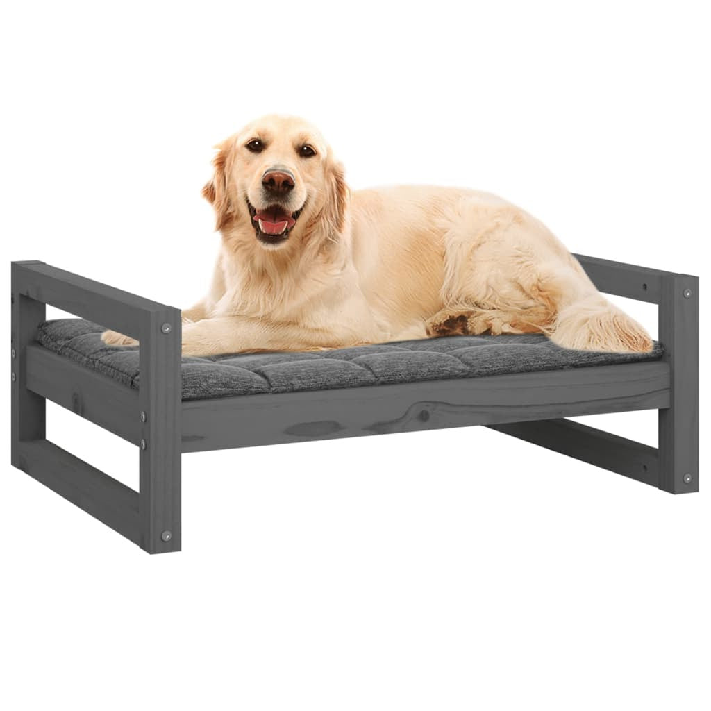 Vidaxl Cama Para Perros Madera Maciza De Pino Gris 75,5x55,5x28 Cm_3