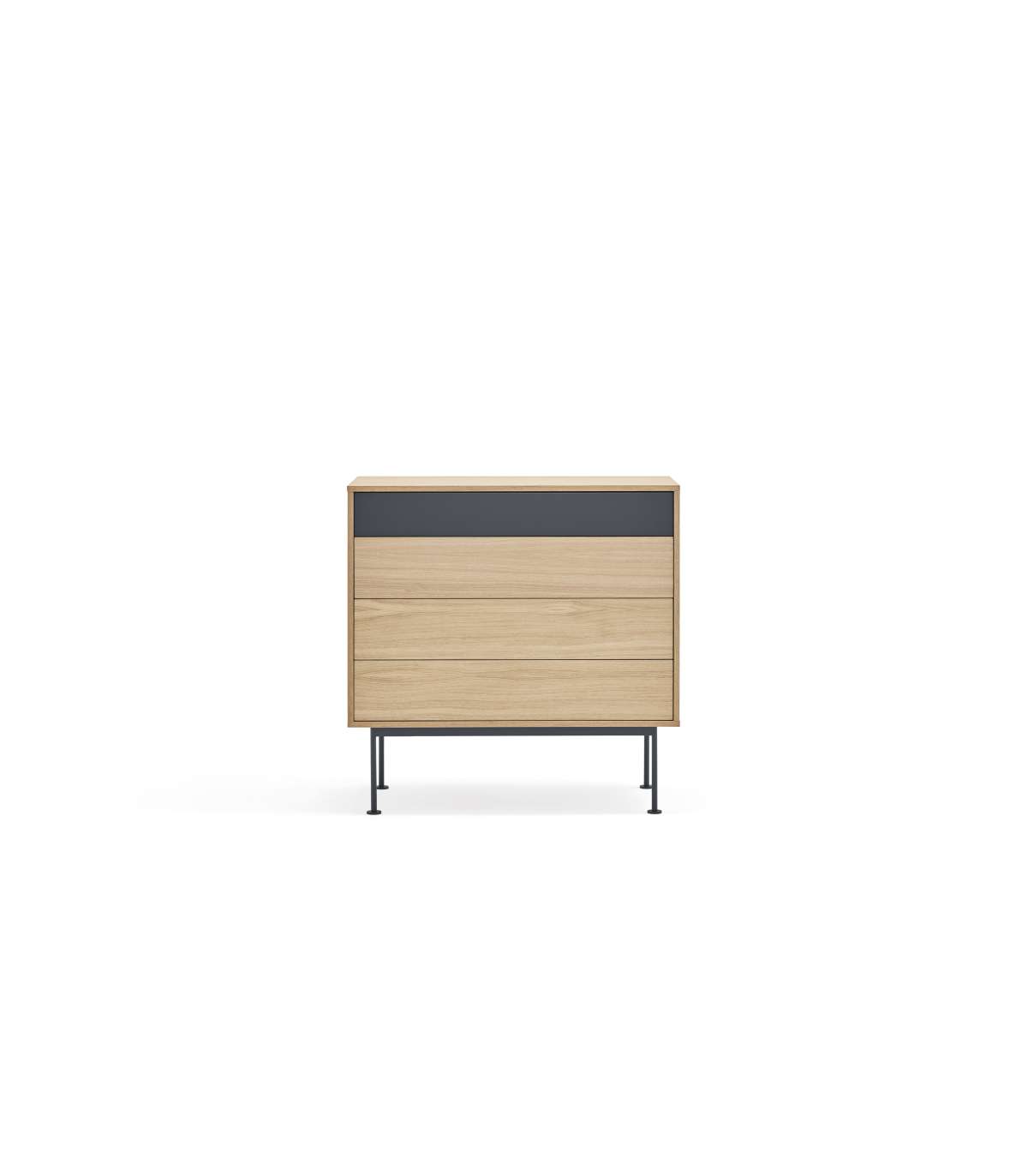 Cómoda Para Dormitorio Modelo Yoko 4 Cajones Acabado Roble/antracita, 45cm(ancho) 86cm(al_2