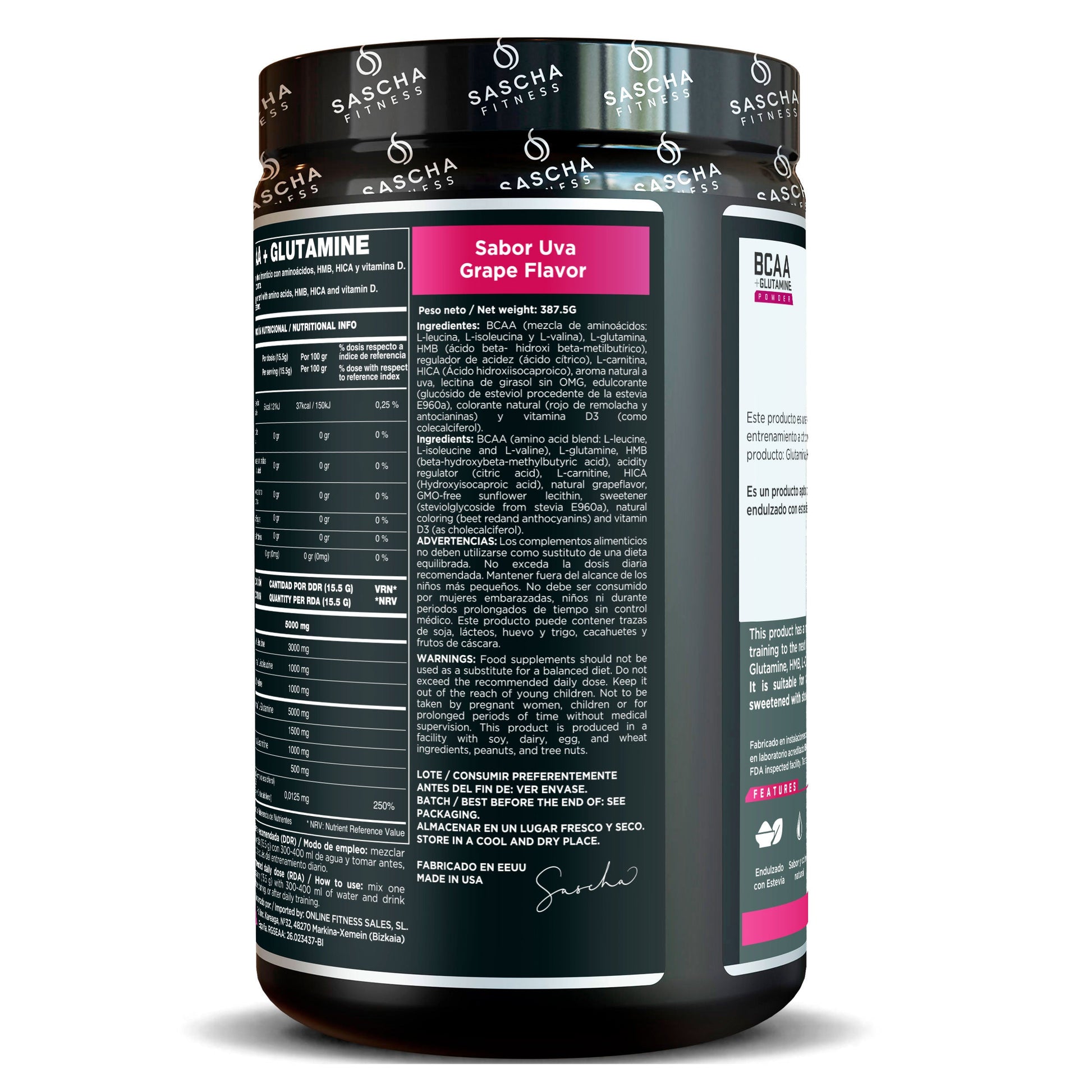 Bcaa + Glutamina Sabor Uva - Sascha Fitness España