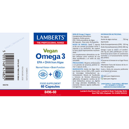 Omega 3 Vegano – 60 Cápsulas, Lamberts