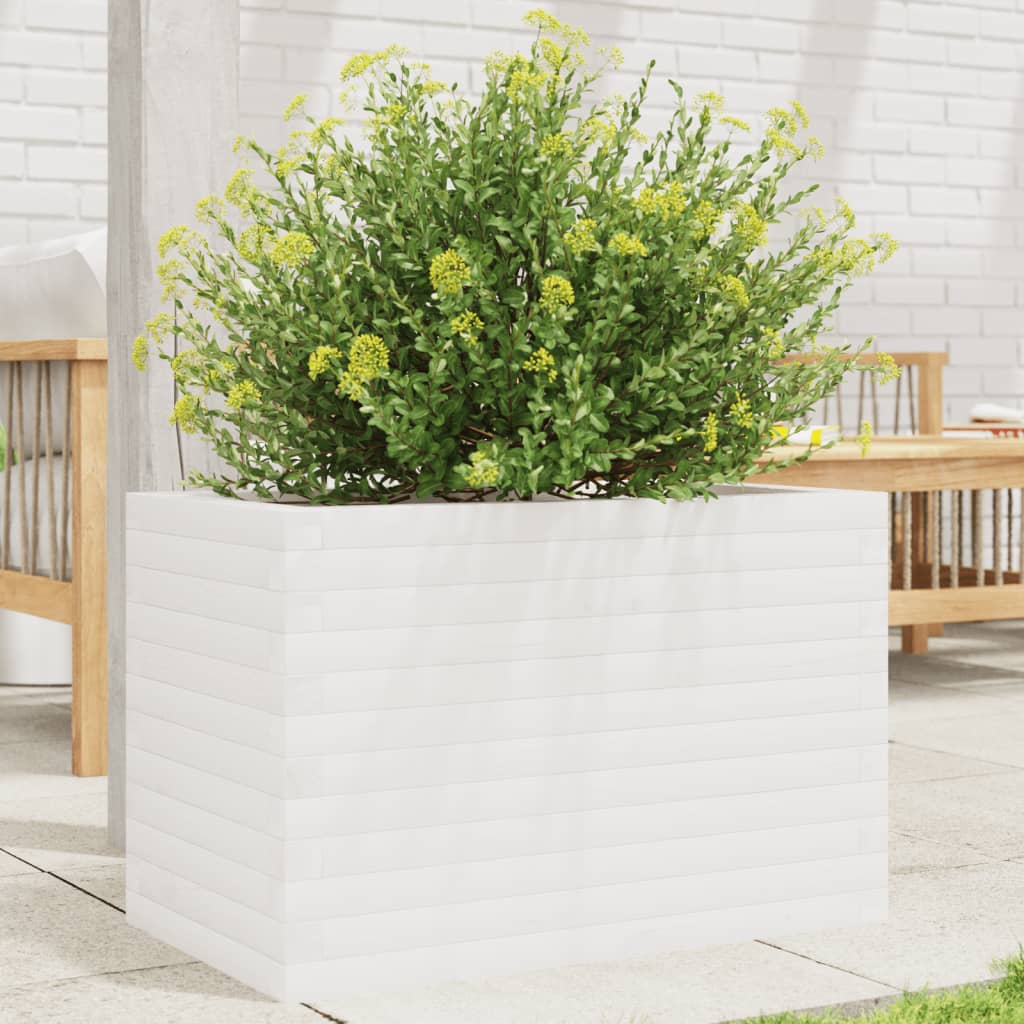 Jardinera De Madera Maciza De Pino Blanco 70x40x45,5 Cm_1