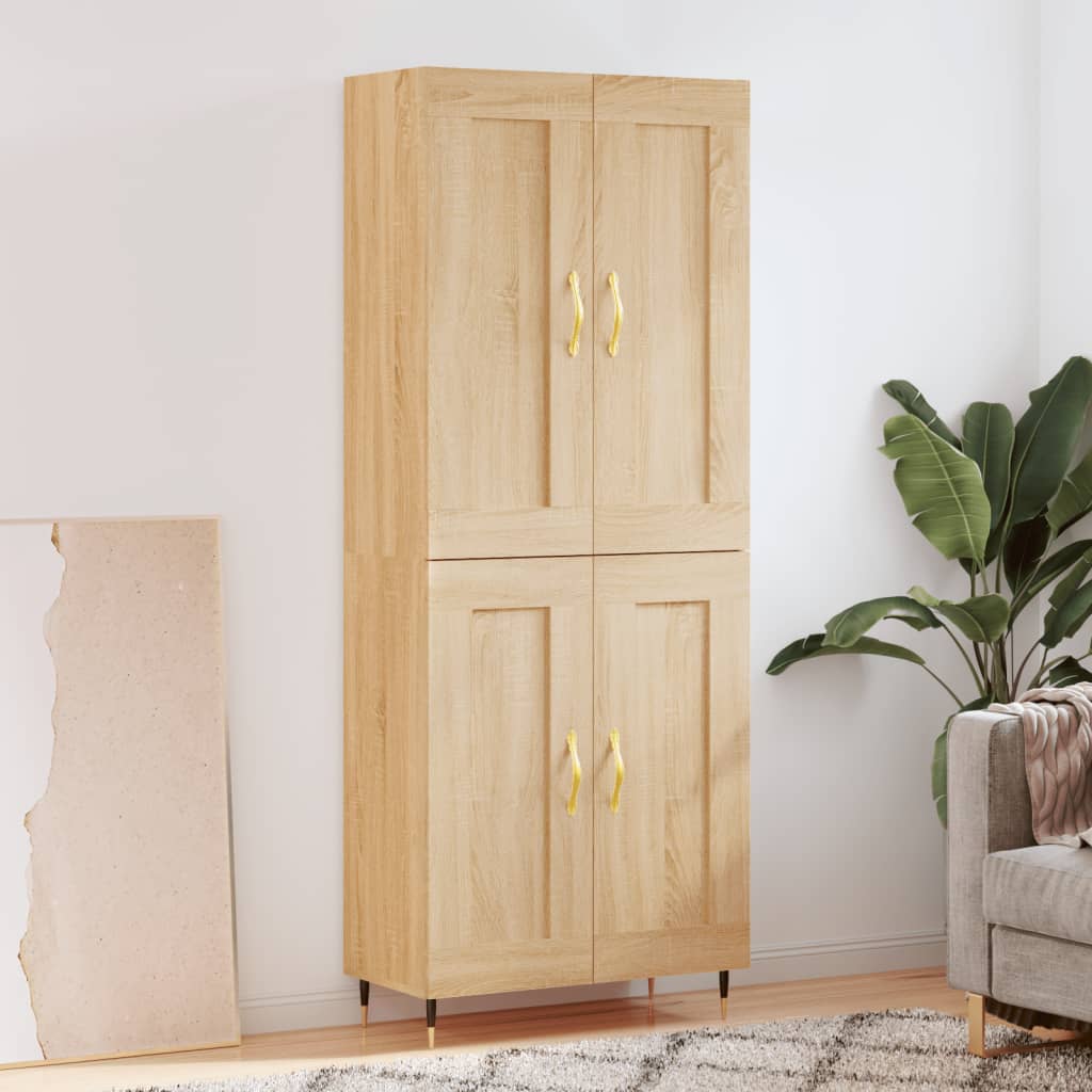 Aparador Alto Madera Contrachapada Color Roble 69,5x34x180 Cm_0