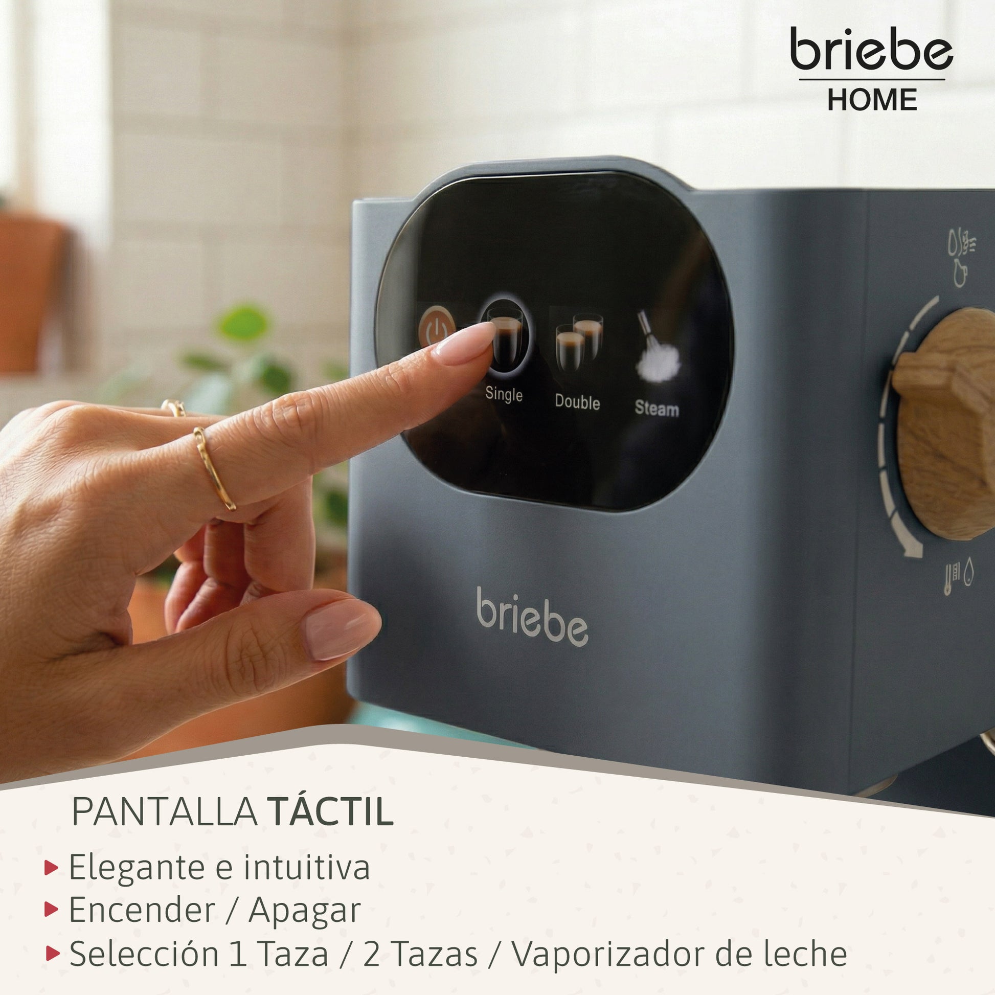 Briebe Nordic Cafetera Espresso 20 Bares Compatible Cápsulas Nespresso Y Café Molido Espumador Leche, Ec1180gry, Gris_5