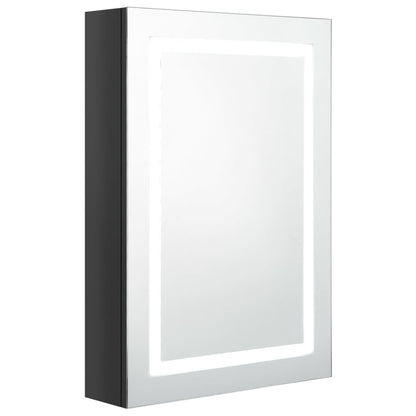 Armario De Baño Con Espejo Led Negro Brillante 50x13x70 Cm_1