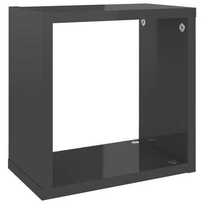 Estantes Cubo De Pared 4 Unidades Gris Brillo 26x15x26 Cm / Vetonek_3