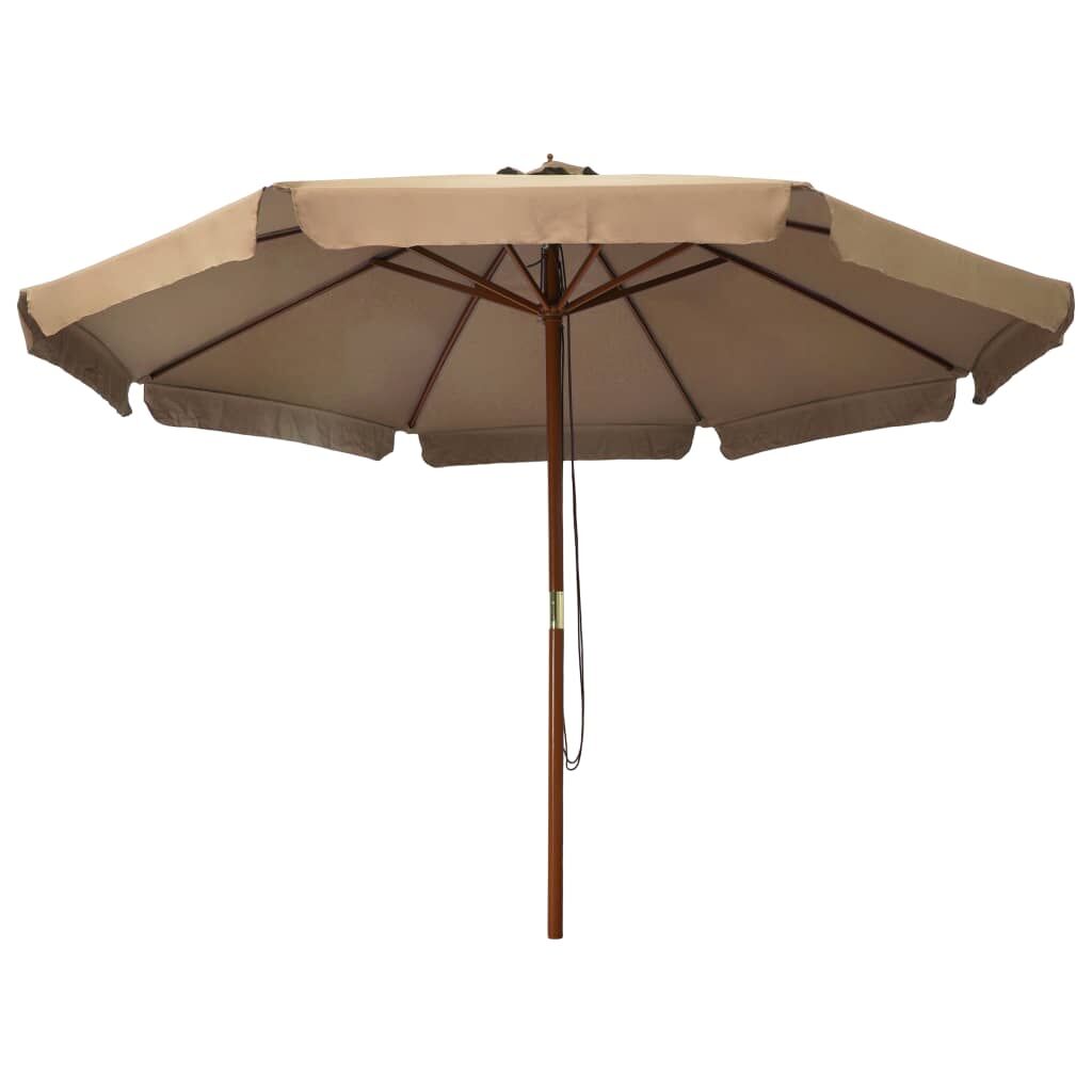 Vidaxl Sombrilla De Jardín Con Palo De Madera Gris Topo 330 Cm_1