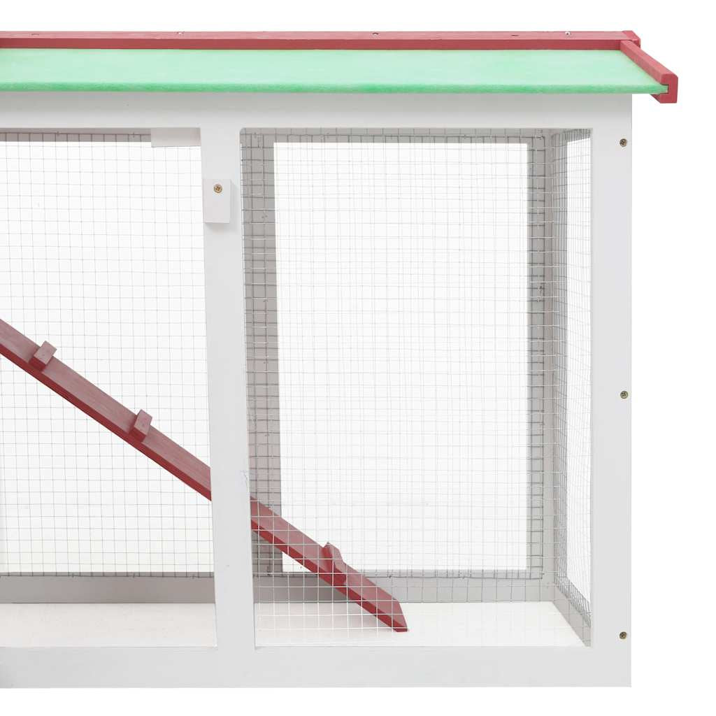 Vidaxl Jaula De Animales Grande Madera Rojo Y Blanco 145x45x84 Cm_4