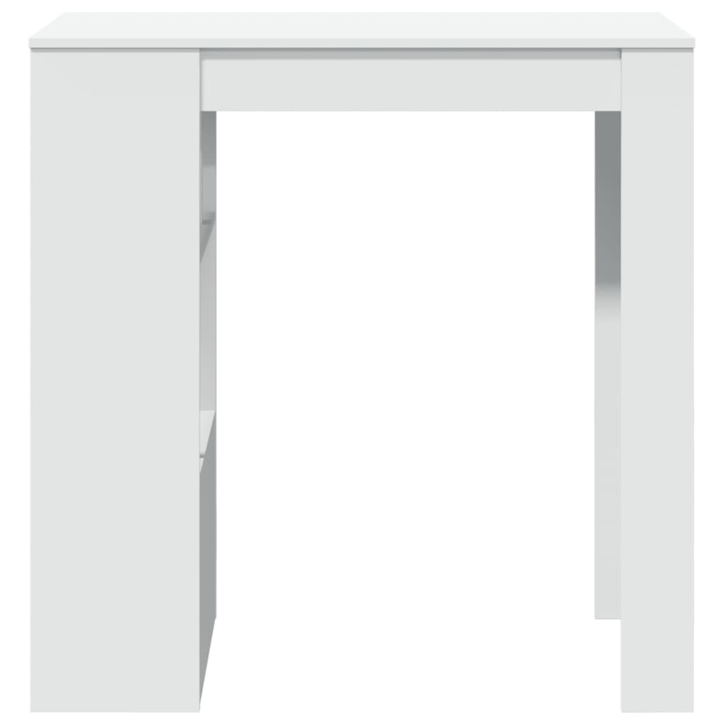 Mesa Bar Con Estantes Madera Ingeniería Blanca 102x50x103,5 Cm_2