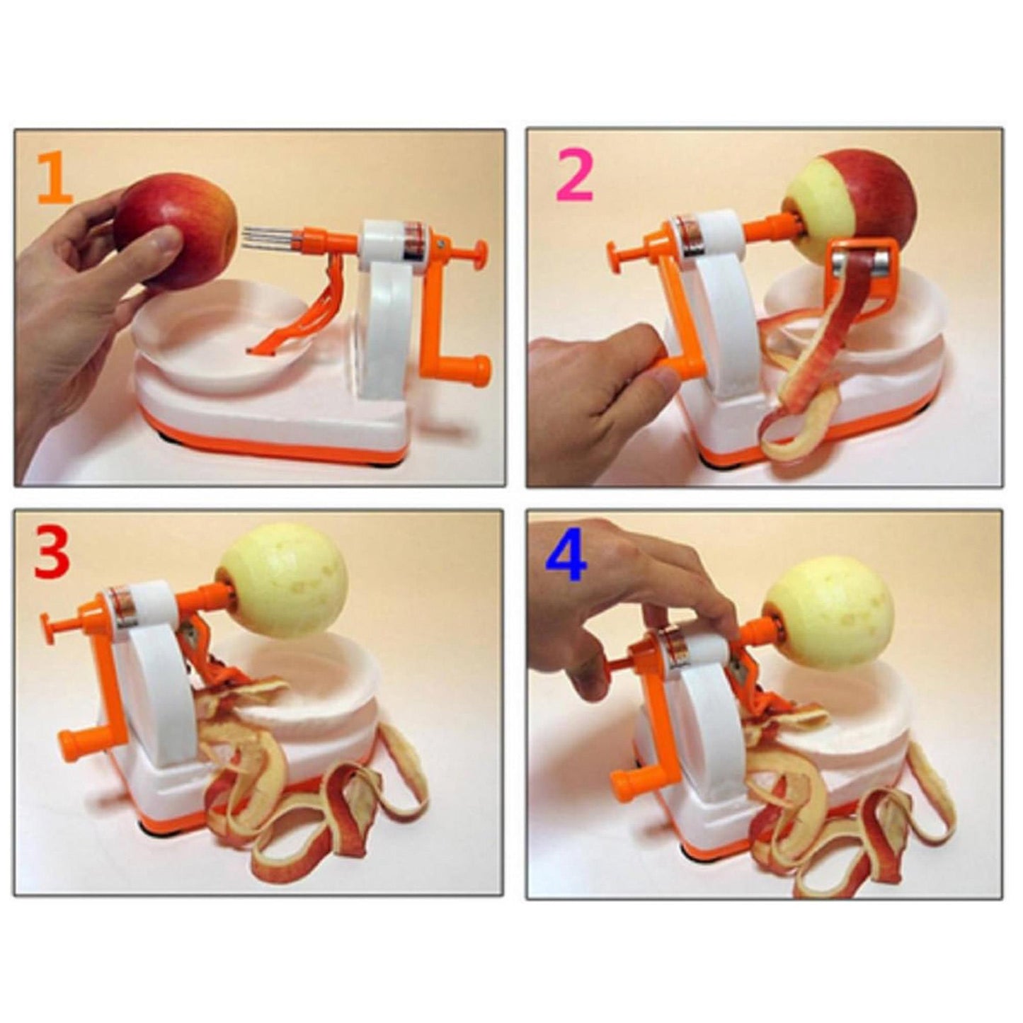 Pelador De Fruta  De Plástico Abs Color Naranja Y Blanco