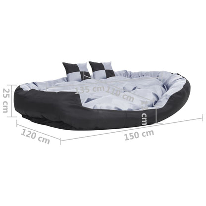 Vidaxl Cojín Para Perro Reversible Y Lavable Gris Y Negro 150x120x25 Cm_2