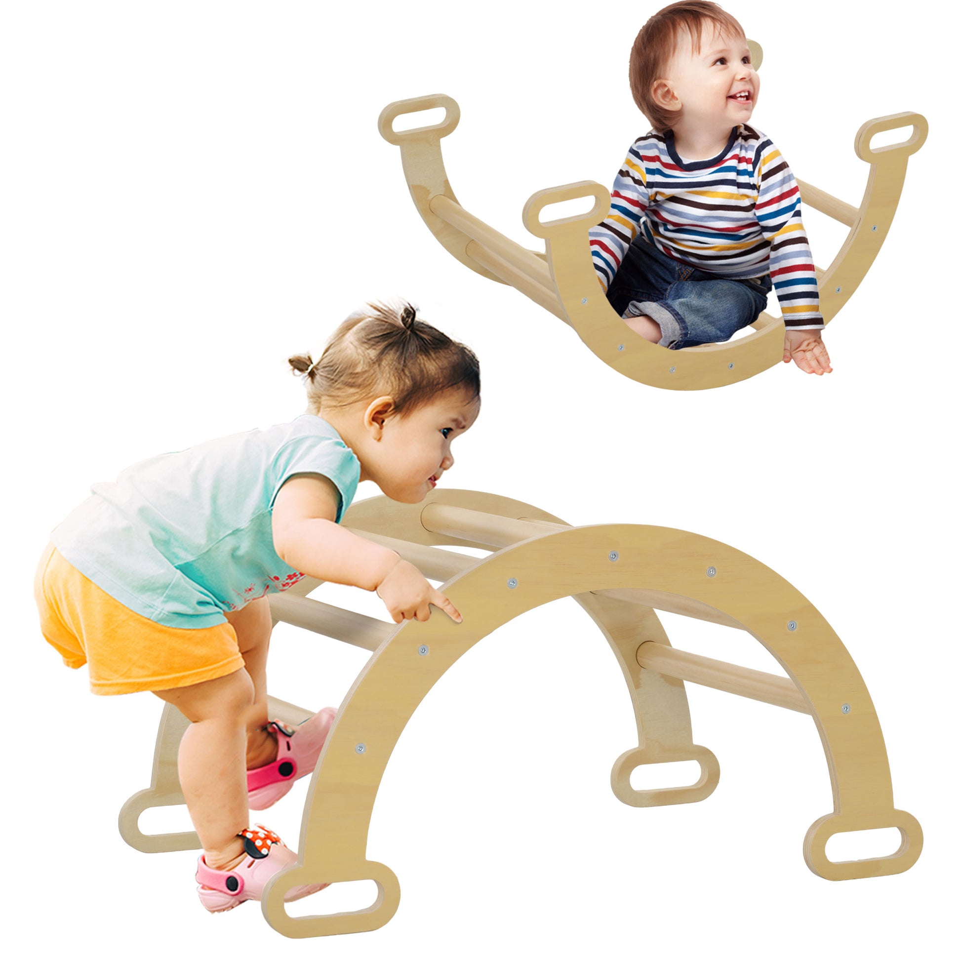 Aiyaplay Escalada Para Niños 2 En 1 Para Niños De 18-48 Meses 68x42x36cm Natural_0