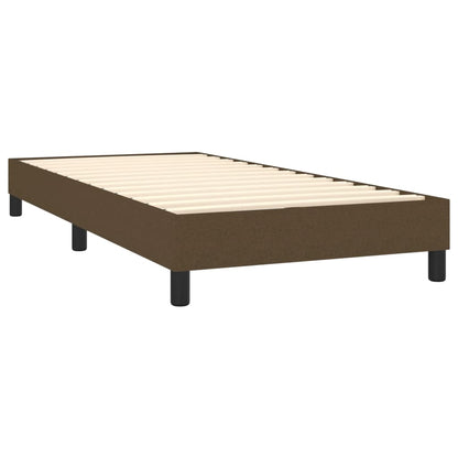 Cama Box Spring Con Colchón Led Tela Marrón Oscuro 100x200 Cm / Vetonek_3