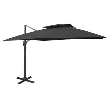 Vidaxl Sombrilla Jardín Voladiza Con Cubierta Doble Negro 300x300 Cm_0