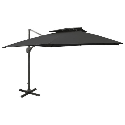 Vidaxl Sombrilla Jardín Voladiza Con Cubierta Doble Negro 300x300 Cm_0