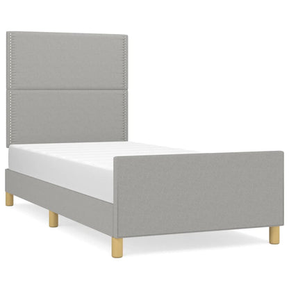 Estructura De Cama Con Cabecero De Tela Gris Claro 100x200 Cm / Vetonek_5