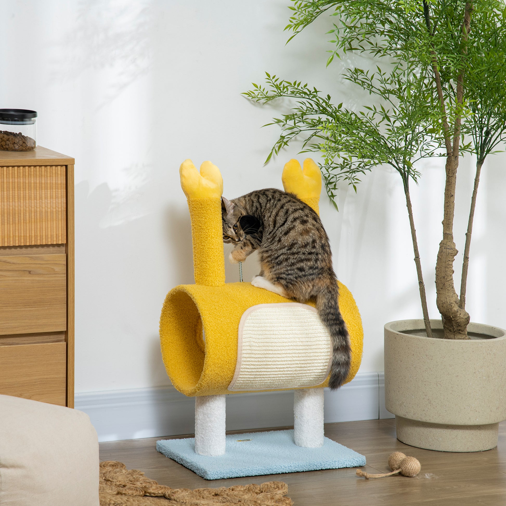 Pawhut Árbol Rascador Para Gatos Postes Con Forma De Cangrejo Bolas 40x29x72 Cm_1