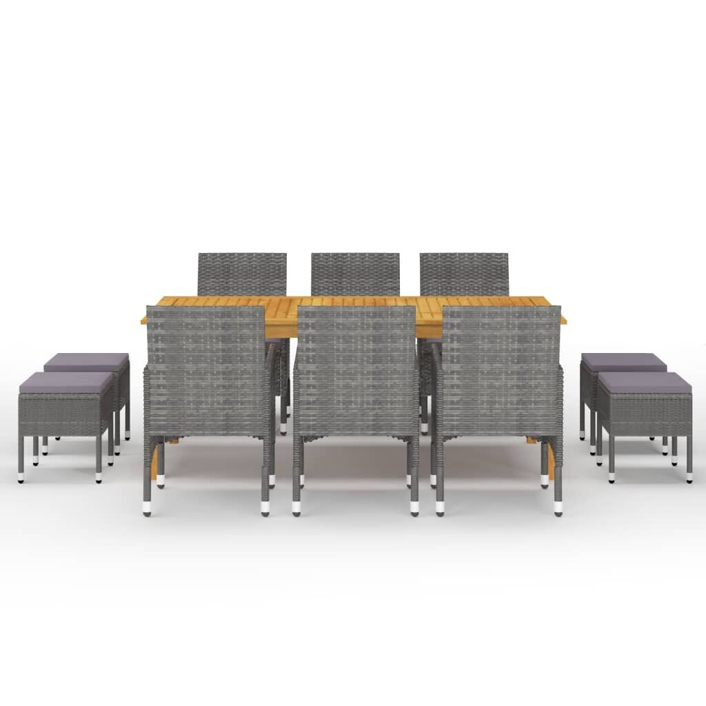 Vidaxl Juego De Comedor De Jardín De 11 Piezas Gris_1