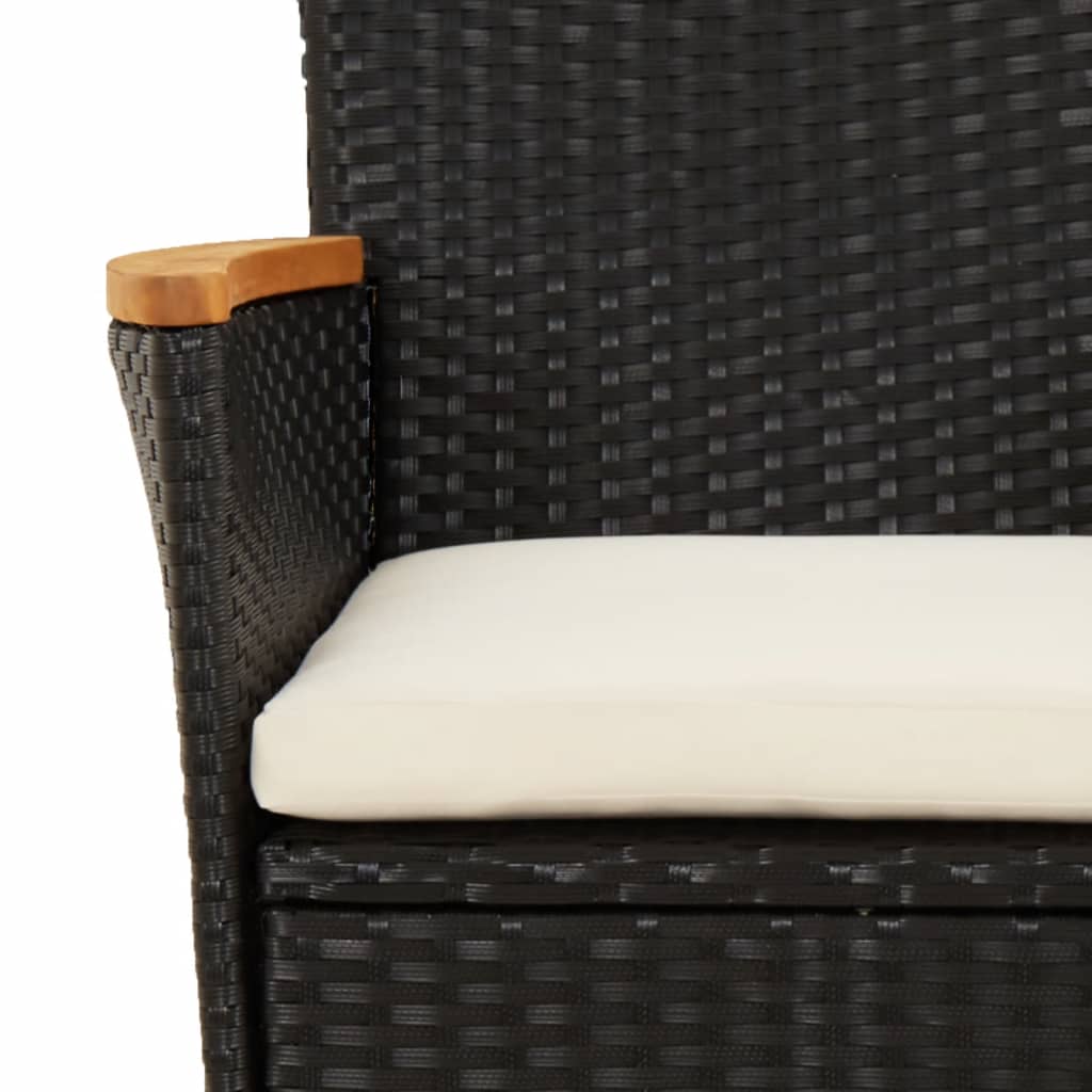 Vidaxl Set De Comedor De Jardín 7 Pzas Y Cojines Ratán Sintético Negro_4