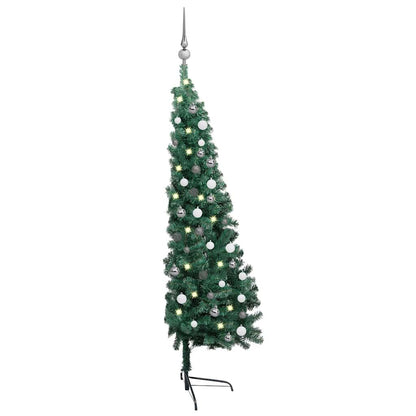 Vidaxl Medio Árbol De Navidad Con Luces Y Bolas Verde 120 Cm_4