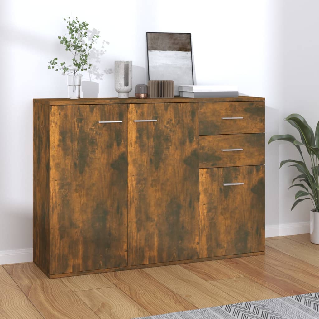 Aparador Madera Contrachapada Roble Ahumado 105x30x75 Cm / Vetonek_4