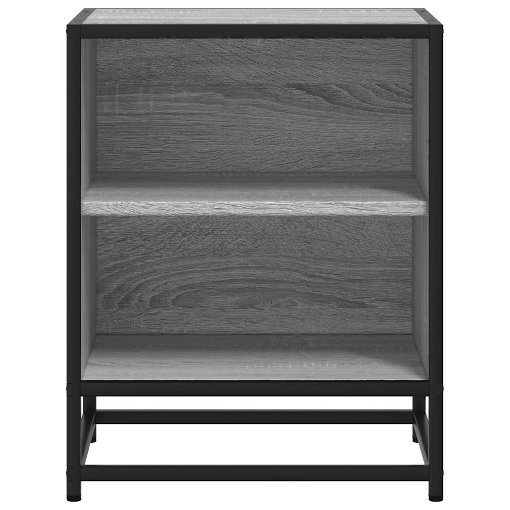 Mesita Noche Madera De Ingeniería Gris Sonoma 40x31x50 Cm Metal_3