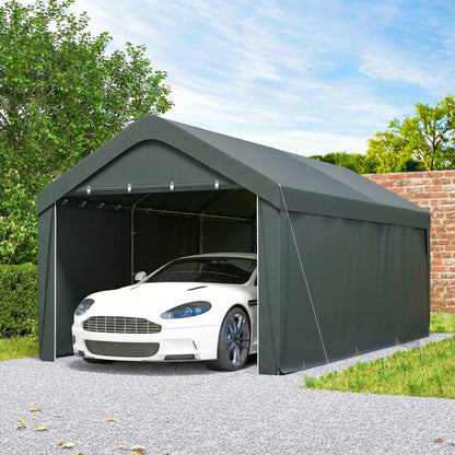 Outsunny Carpa Garaje 3x6 M Impermeable Con Paredes Laterales Desmontables Gris_4