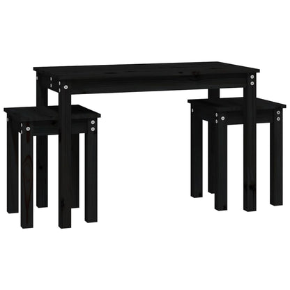 Mesas Apilables 3 Piezas Madera Maciza De Pino Negro_3