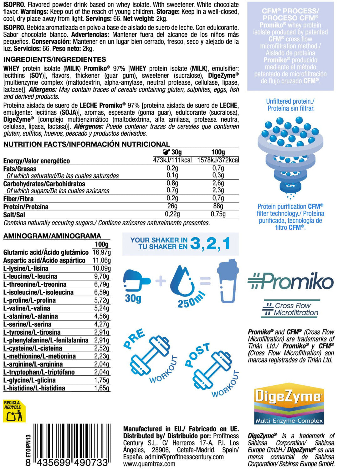 Isopro Cfm - 2kg - White Choc - Proteína De Aislado De Suero Isolate - Quamtrax_5