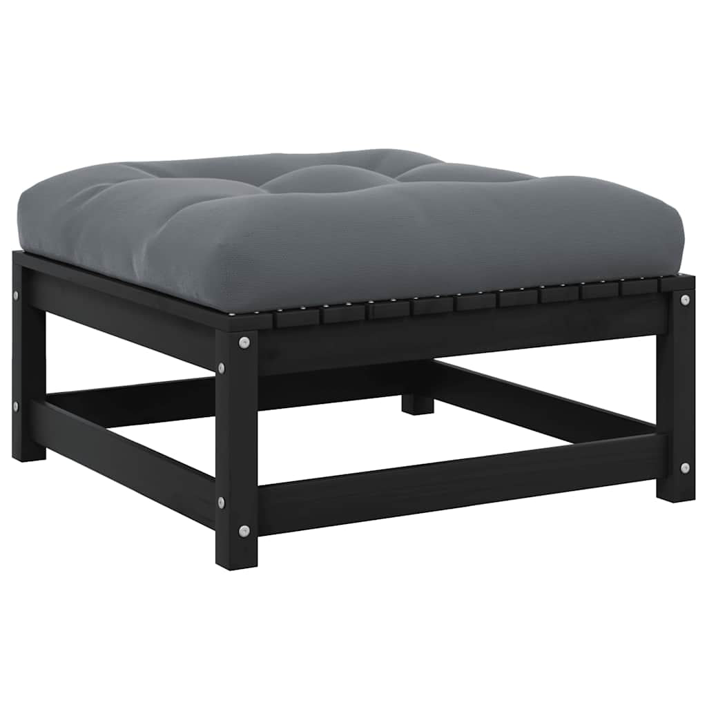 Vidaxl Taburetes De Jardín Con Cojines Madera Maciza De Pino Negro_0