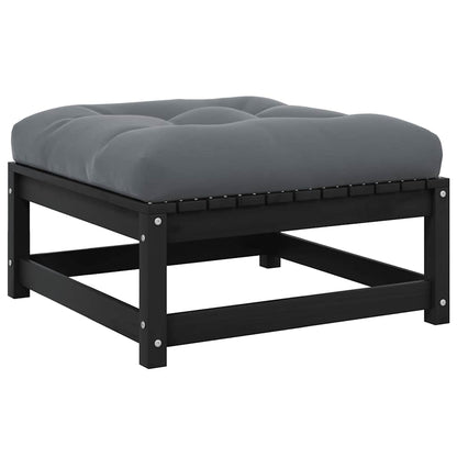 Vidaxl Taburetes De Jardín Con Cojines Madera Maciza De Pino Negro_0