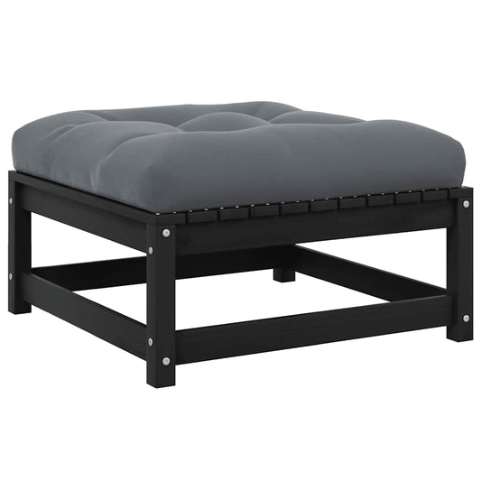 Vidaxl Taburetes De Jardín Con Cojines Madera Maciza De Pino Negro_0