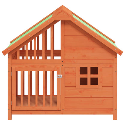 Caseta Para Perros Madera Maciza De Pino Marrón 96x60,5x87 Cm_2