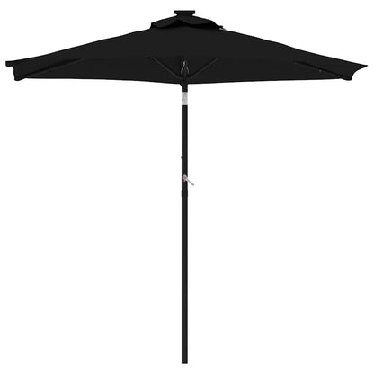 Vidaxl Sombrilla Jardín Con Luces Led Poste Acero Negro 225x225x212 Cm_3