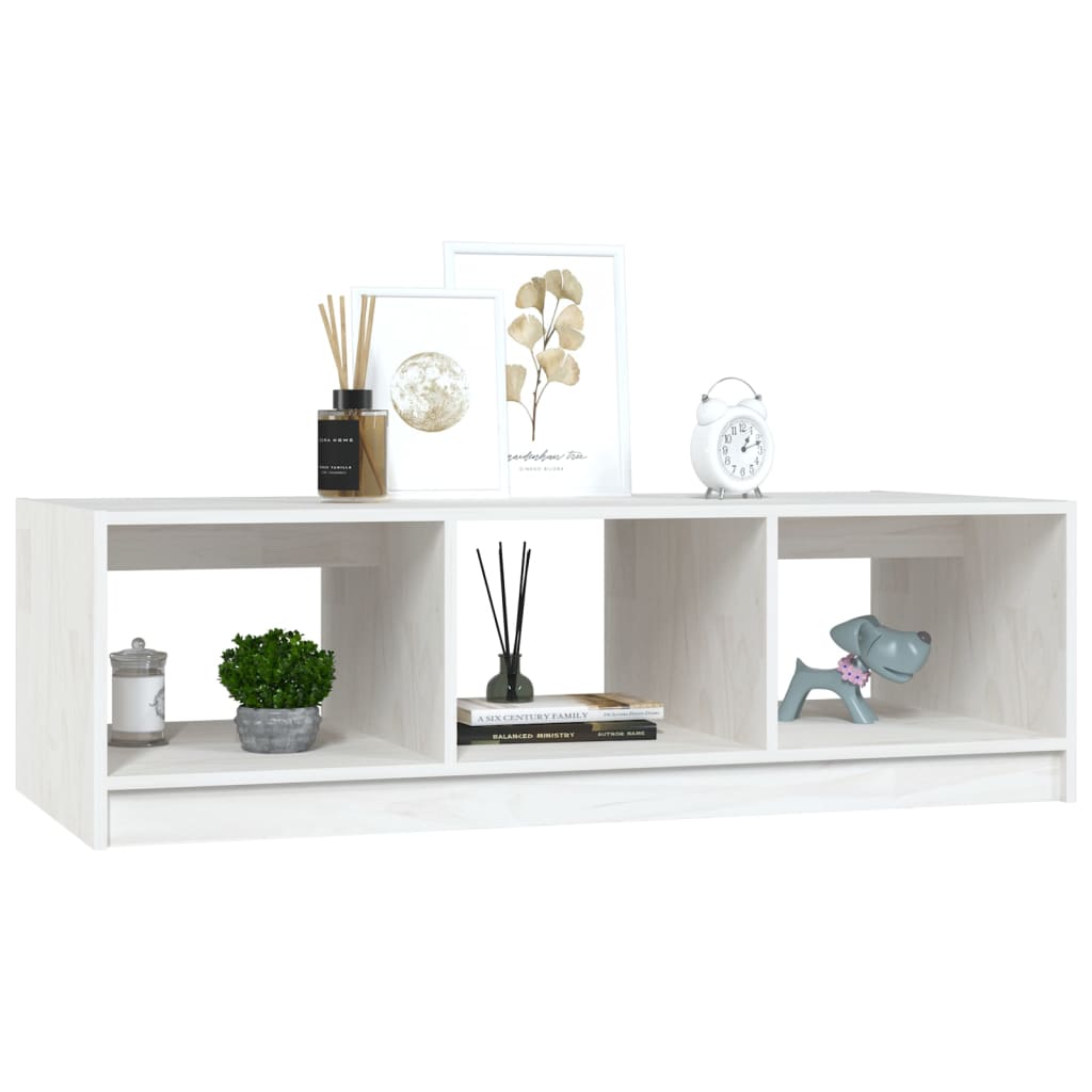 Mesa De Centro De Madera Maciza De Pino Blanco 110x50x34 Cm_2