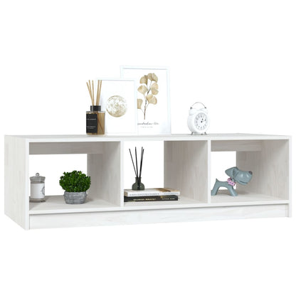 Mesa De Centro De Madera Maciza De Pino Blanco 110x50x34 Cm_2