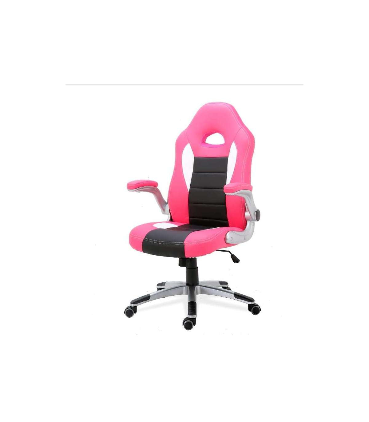 Silla De Escritorio Victoria En Rosa Y Negro. Alto: 112-120, Ancho: 70, Fondo: 51_0