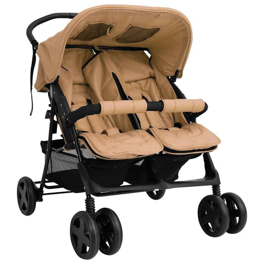 Vidaxl Carrito Para Gemelos De Acero Gris Taupé_0