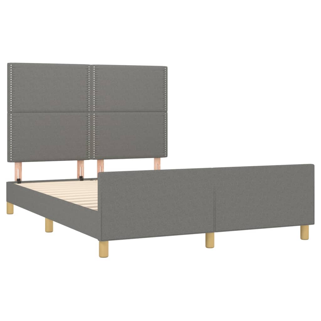 Estructura De Cama Con Cabecero De Tela Gris Oscuro 140x200 Cm / Vetonek_4