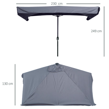Outsunny Sombrilla Rectangular 230x130x249 Cm Con Manivela Protección Uv Gris_2
