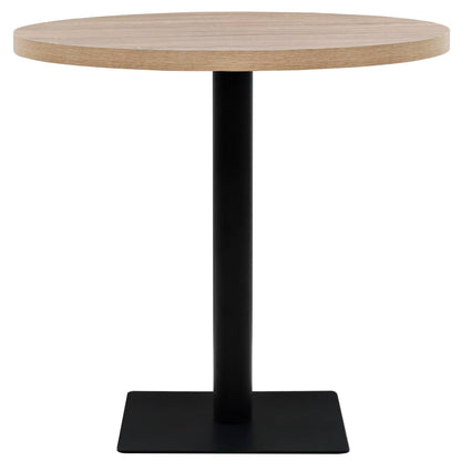 Mesa De Bar Bistró Mdf Y Acero Redonda 80x75 Cm Color Roble_1