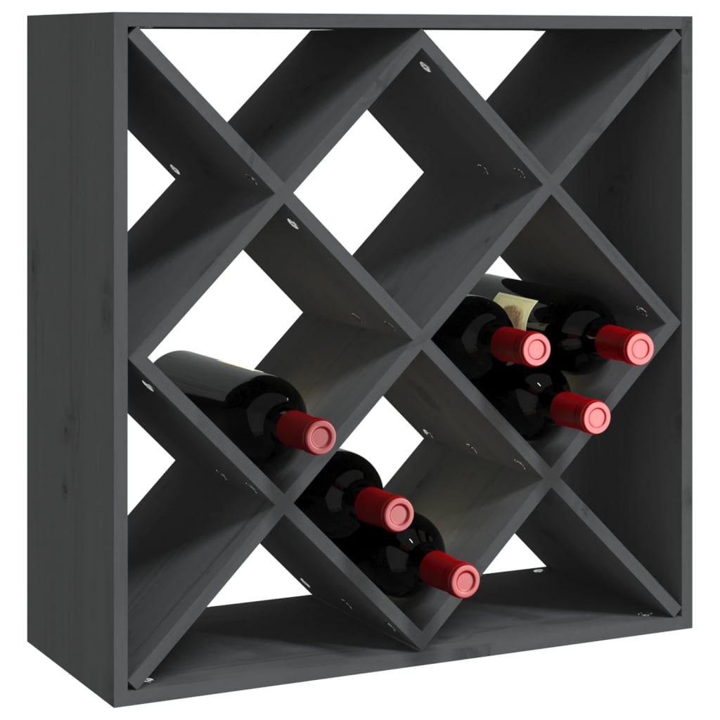 Botellero De Madera Maciza De Pino Gris 62x25x62 Cm_3